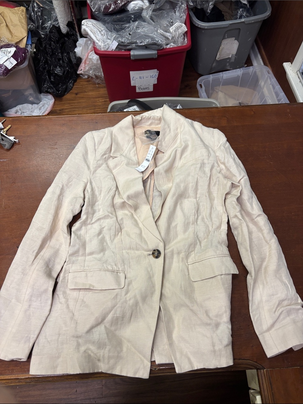J Crew Women's Lightweight Single-Button Blazer Jacket - Cream Size T2